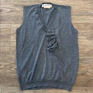 Marni 100% Cashmere Sweater Vest with Ruffle V-Neck - Soft, Lightweight & in EUC